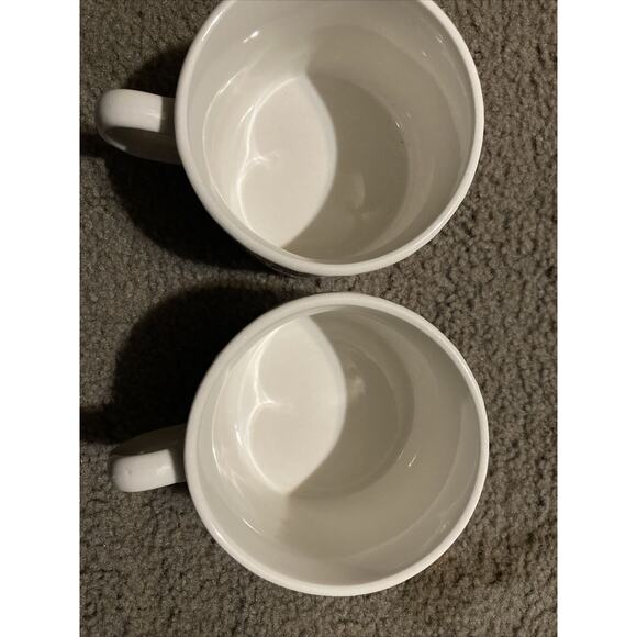 PIER 1 IMPORTS Embossed White Fruit Coffee Cups Mugs Set of 2 - Picture 5 of 5